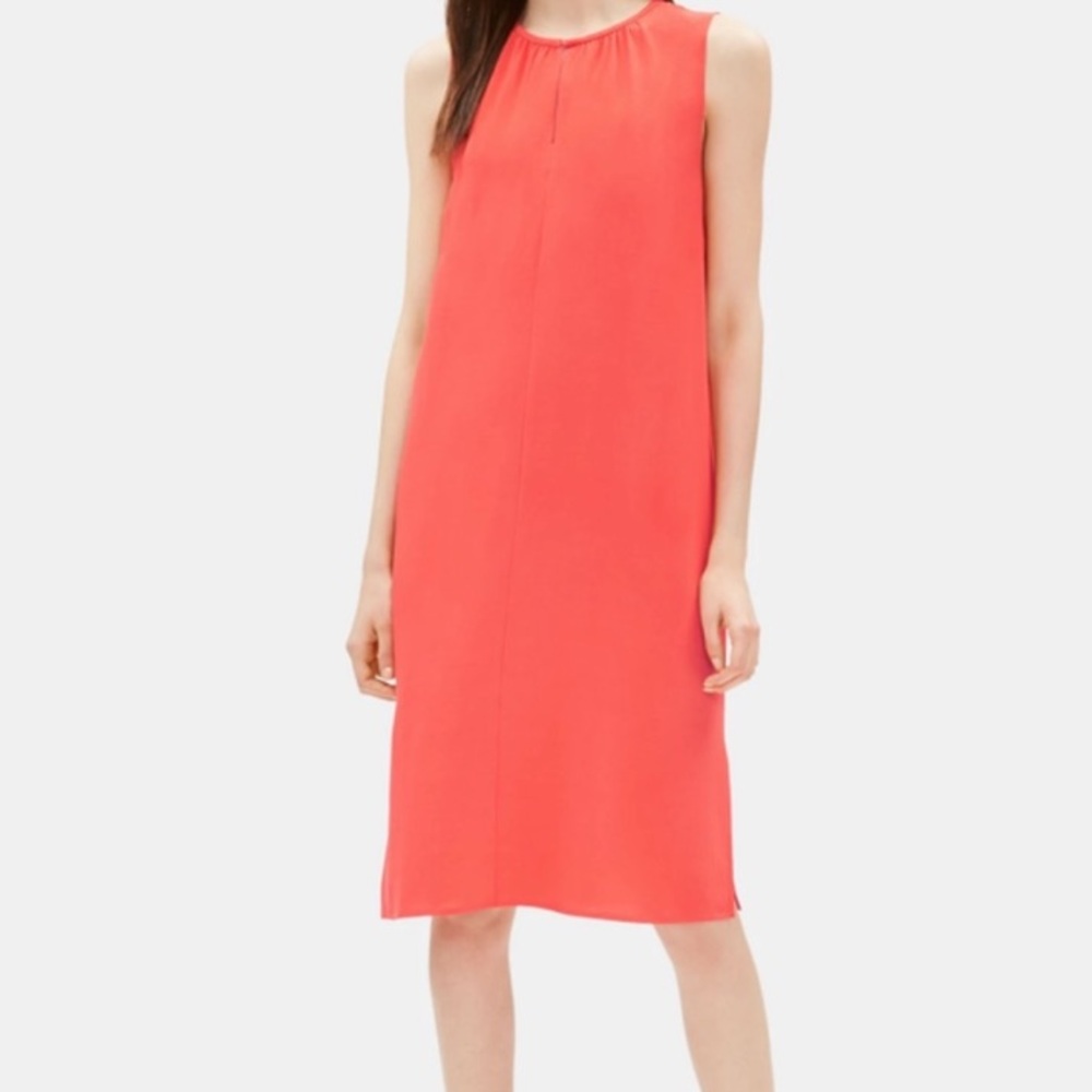 Eileen Fisher coral tencel biscose lyocell midi dress